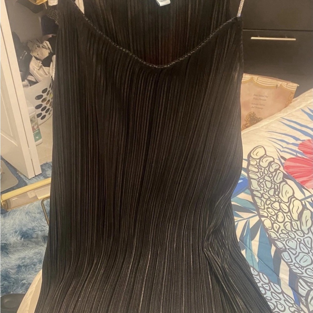 Elegant Black Party style Tank Top with studded sparkly straps